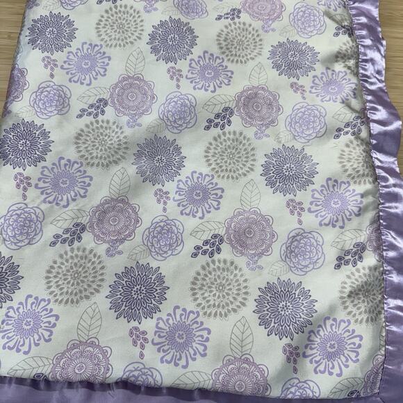 PeanutShell Baby Purple Flower Soft Security Blanket Lovey Satin Floral - Picture 2 of 3